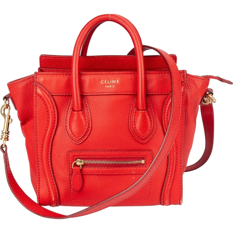 Celine Tote Celine Red Leather Luggage Handbag rot