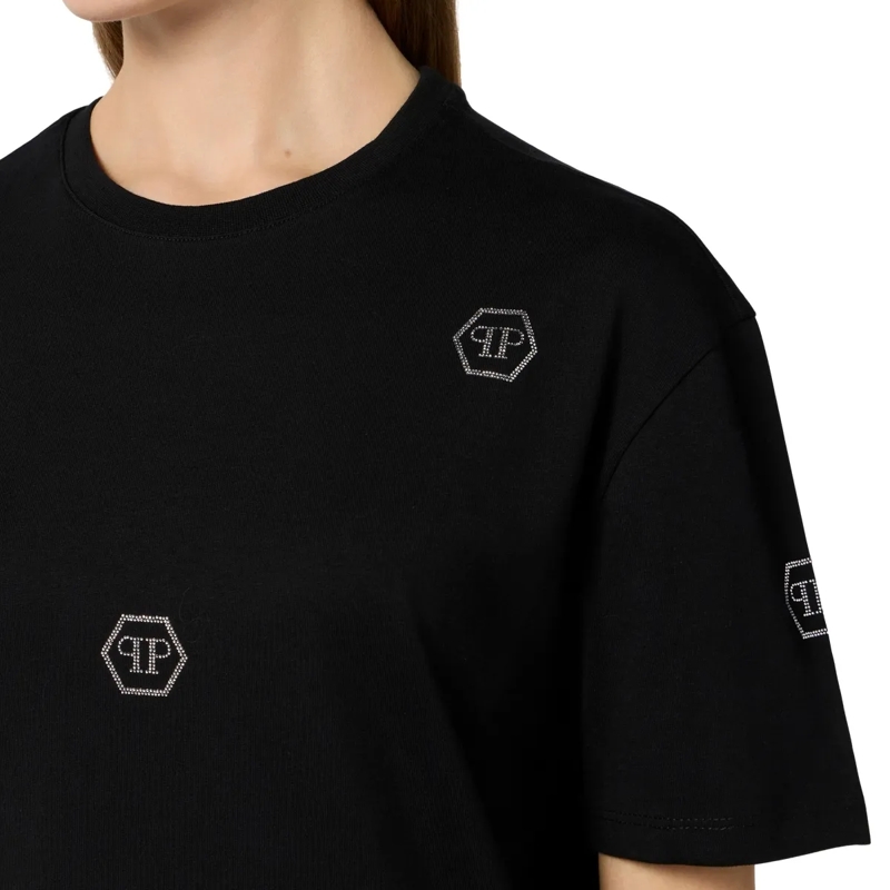 Philipp Plein T-Shirt Man Fit T-Shirt Mini Monogram Crystal Monogram schwarz(Image 5)
