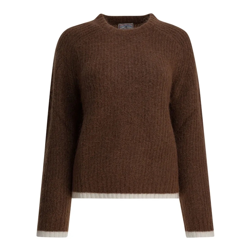 Ines De La Fressange Pull Ribbed Mohair Sweater In Warm Brown Brown