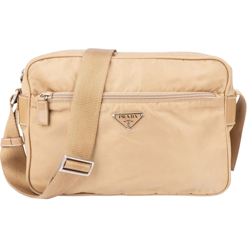 Prada Sac à bandoulière Prada Beige Nylon Triangle Crossbody Bag beige