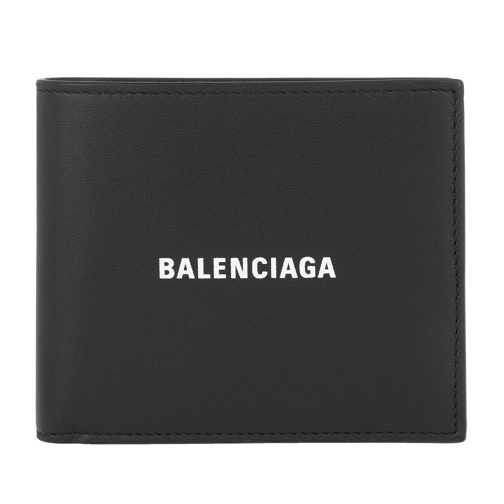 Balenciaga Cash Square Fold Wallet Grainy Leather Black Tvåveckad plånbok
