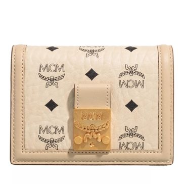 MCM Tracy Visetos Small Wallet Mini Beige Bi Fold Wallet