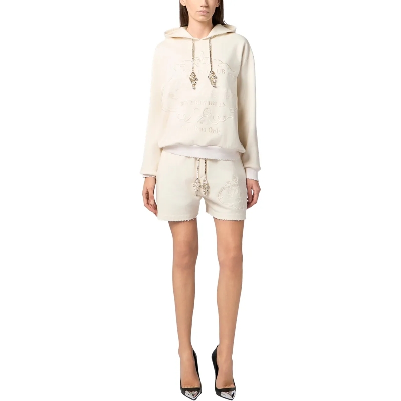 Philipp Plein Top Washed Hoodie Tennis Club Crystals weiss(Image 4)