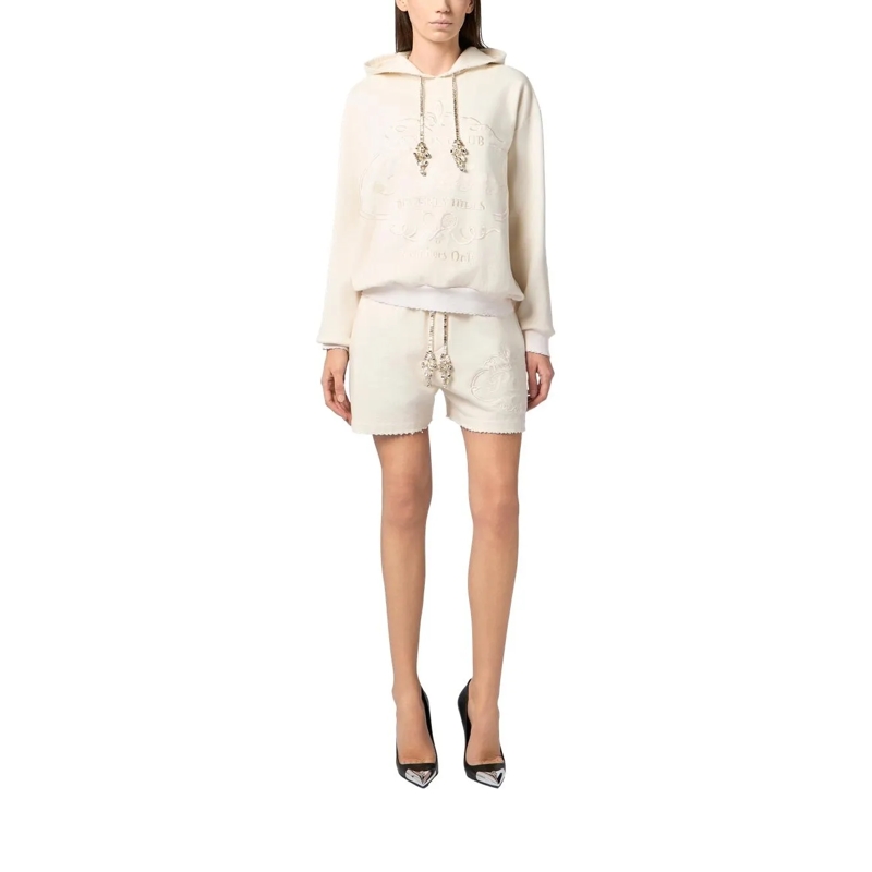 Philipp Plein Sweatshirt Washed Hoodie Tennis Club Crystals weiss(Image 2)
