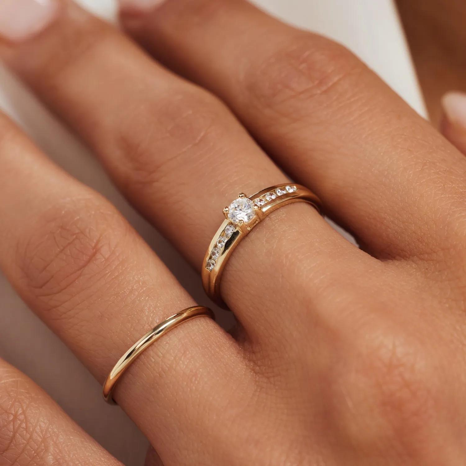 Thumbnail - Isabel Bernard Ring - Rivoli Maryn 585 Gold Ring - Gr. 52 - in Gold - für Damen