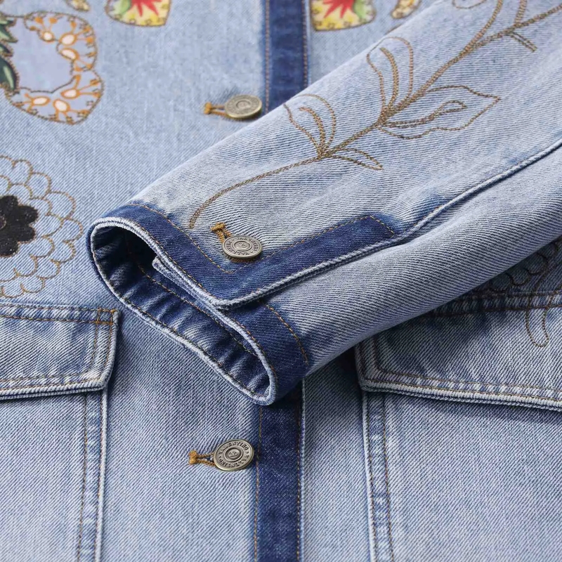 Valentino Garavani Übergangsjacke Jeansjacke mit floralem Muster blau(Image 6)