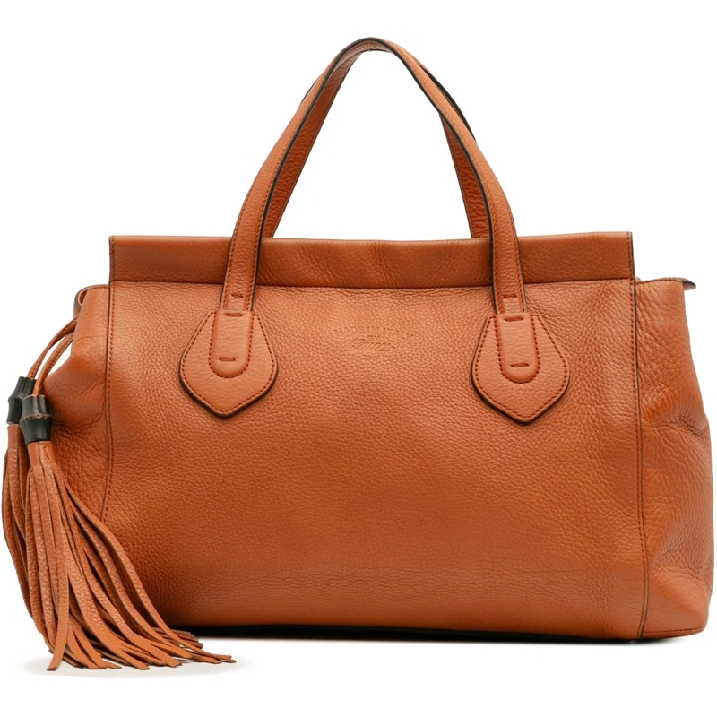 Gucci Tote Leather Lady Tassel Top Handle Bag orange