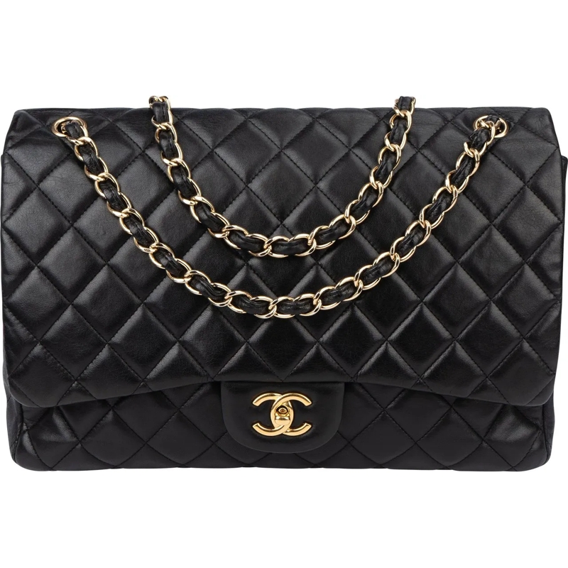 Chanel Tote Chanel Quilted Lambskin Maxi Single Flap Crossbody schwarz