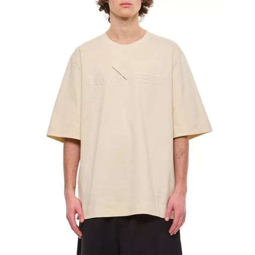 Fendi Oversized Cotton T-Shirt Neutrals 