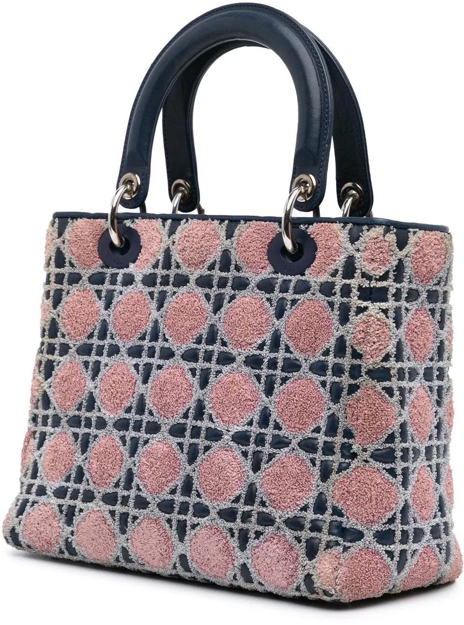 Thumbnail - Christian Dior Hobo Bags - 2011 Medium Lambskin And Tweed Cannage Lady Dior - Gr. unisize - in Blau - für Damen