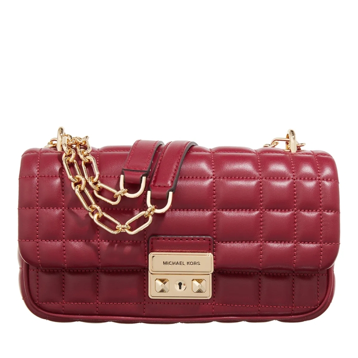 Michael Kors Tribeca Small Conv Chain Shoulder Deep Red Crossbody Bag