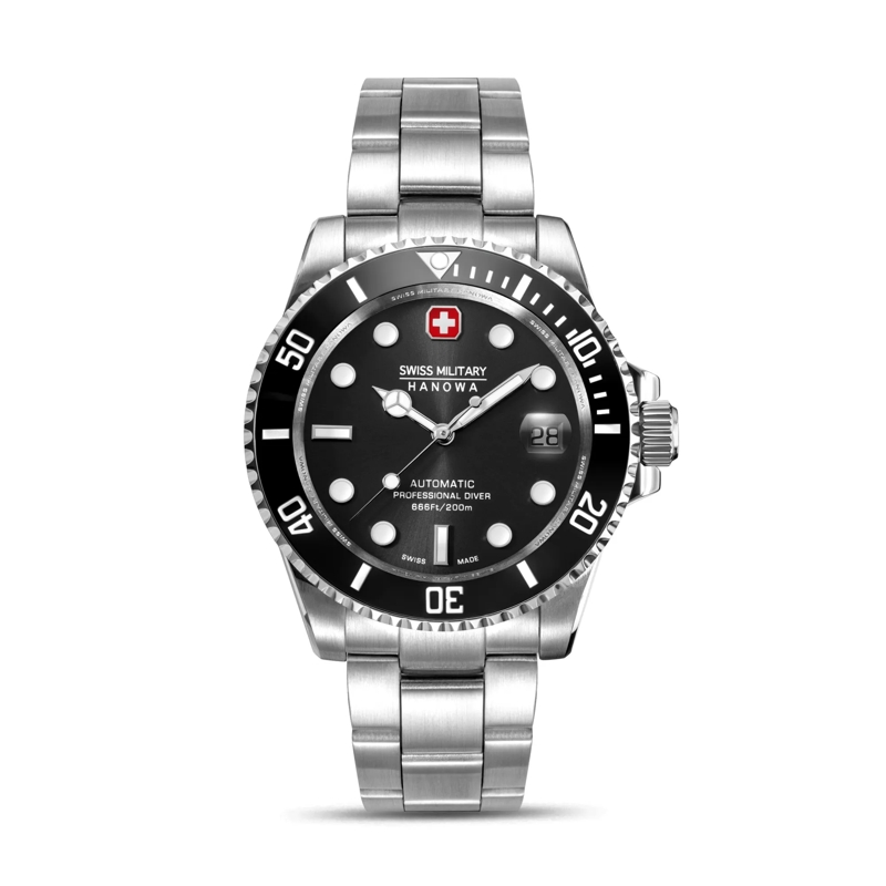Swiss Military Hanowa Quarzuhr Automatikuhr SEALORD- Anzeige: 3 Zeiger- Qualit silber