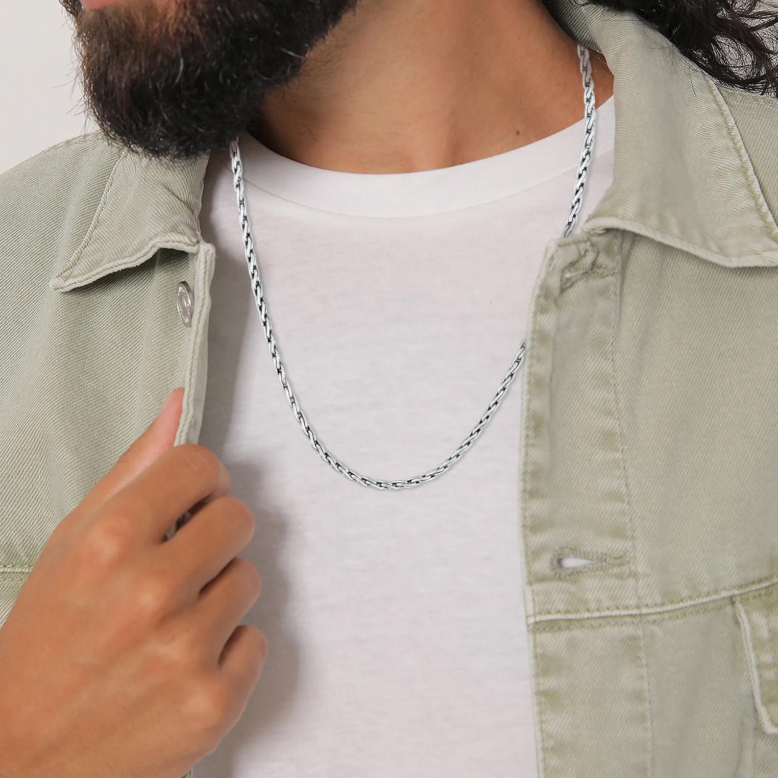 Thumbnail - Kuzzoi Halsketten - Halskette Herren Zopfkette Oxidiert Massiv 925 Sil - Gr. unisize - in Silber - für Damen