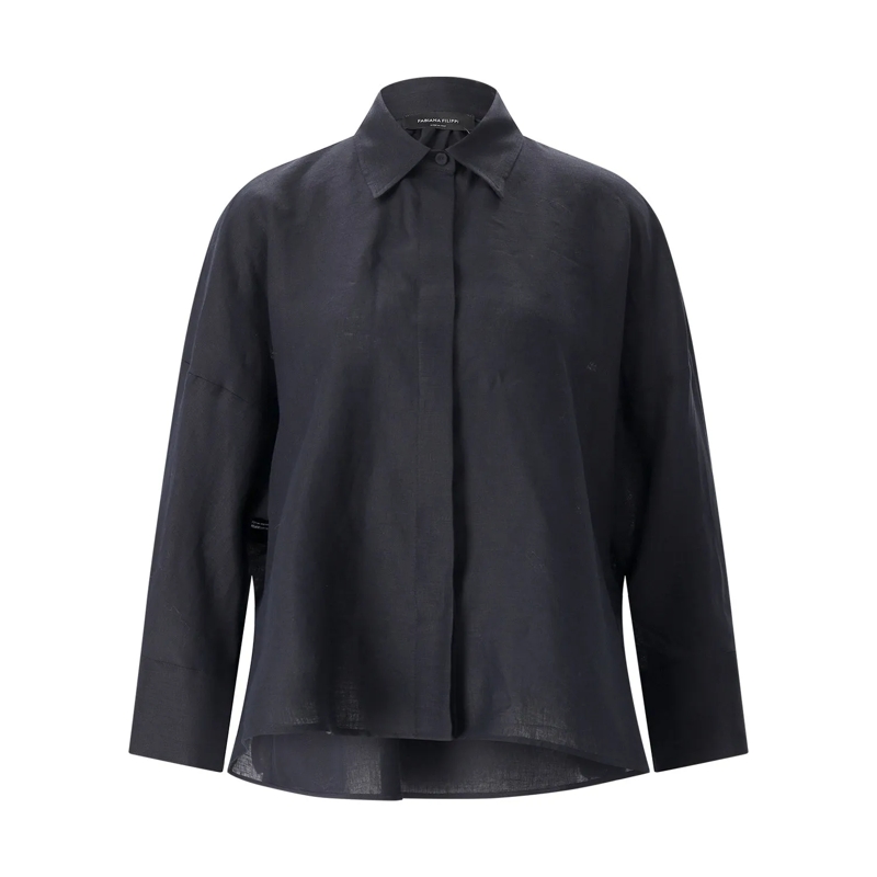 Fabiana Filippi Bluse Hemdbluse aus Baumwolle blau