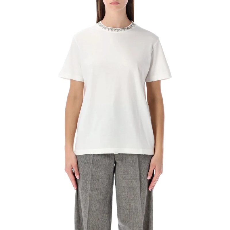 Golden Goose T-shirt White Crystal-Detail T-Shirt Grey