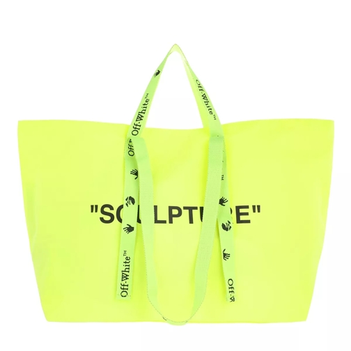 Off-White Commercial Tote Bag Yellow Black Rymlig shoppingväska