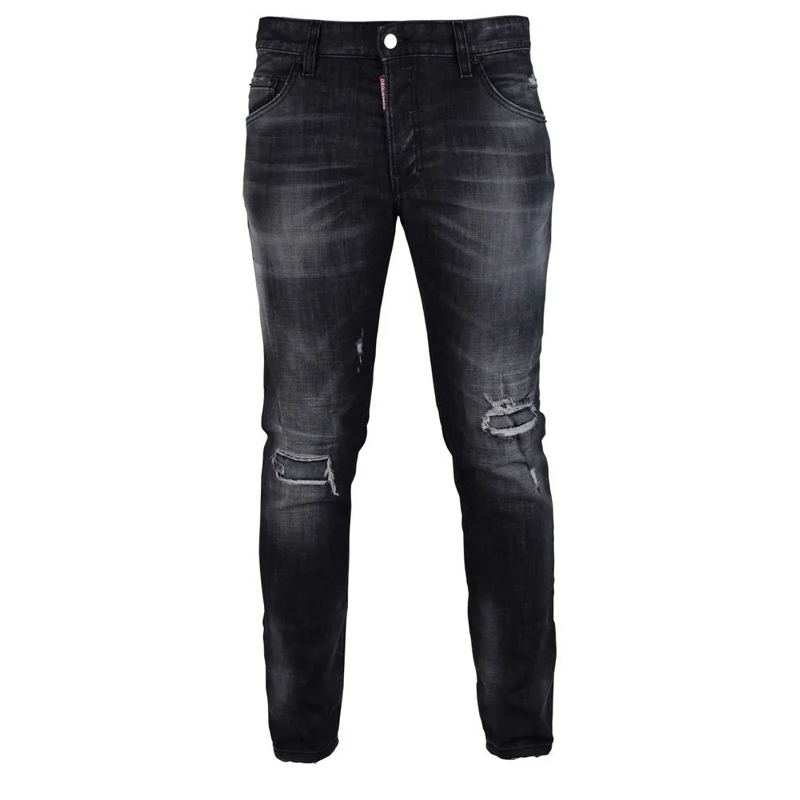 Dsquared2 Jeans Distressed Dark Cotton Skater Jeans Black