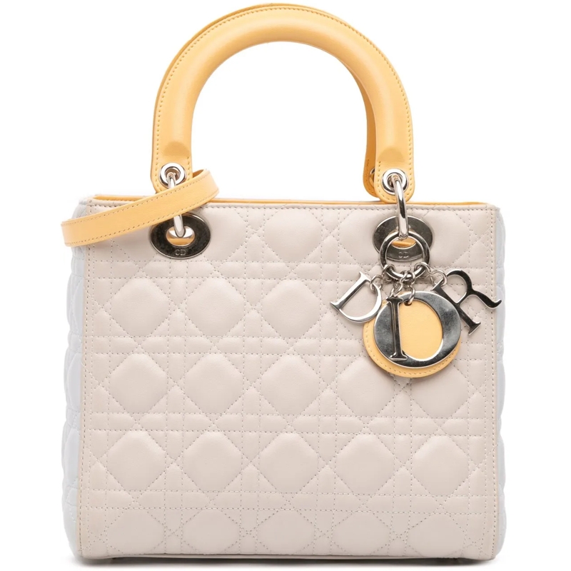 Christian Dior Schultertasche Medium Tricolor Lambskin Cannage Lady Dior braun