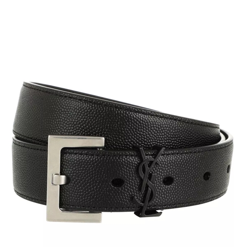 Saint Laurent Monogram Square Buckle Belt Embossed Leather Leather Belt