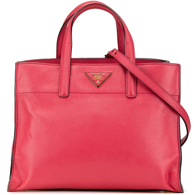 Prada Schultertasche Saffiano Soft Triple Pocket Tote rose