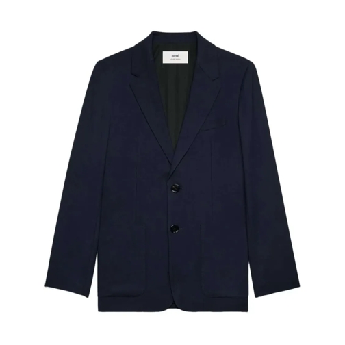 AMI Paris Blazer Tailored Single-Breasted Navy Blue Blazer Black