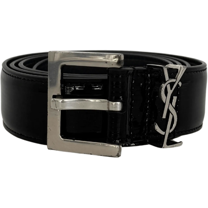 Saint Laurent Gürtel Saint Laurent Cassandre patent leather belt with s schwarz