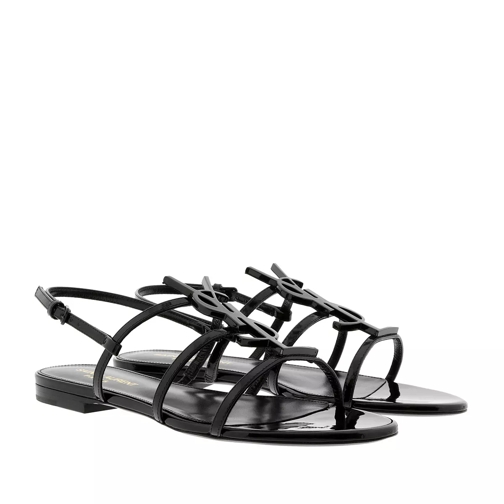 Saint Laurent Cassandra Open Sandals Patent Leather Black Sandal