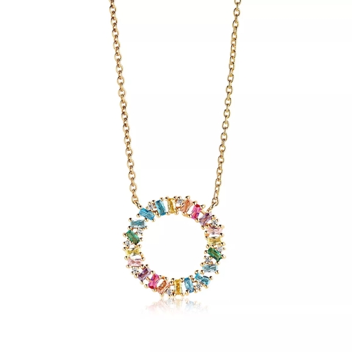 Sif Jakobs Jewellery Antella Circolo Grande Necklace Multicoloured Zirc 18K Gold Plated Medium Necklace