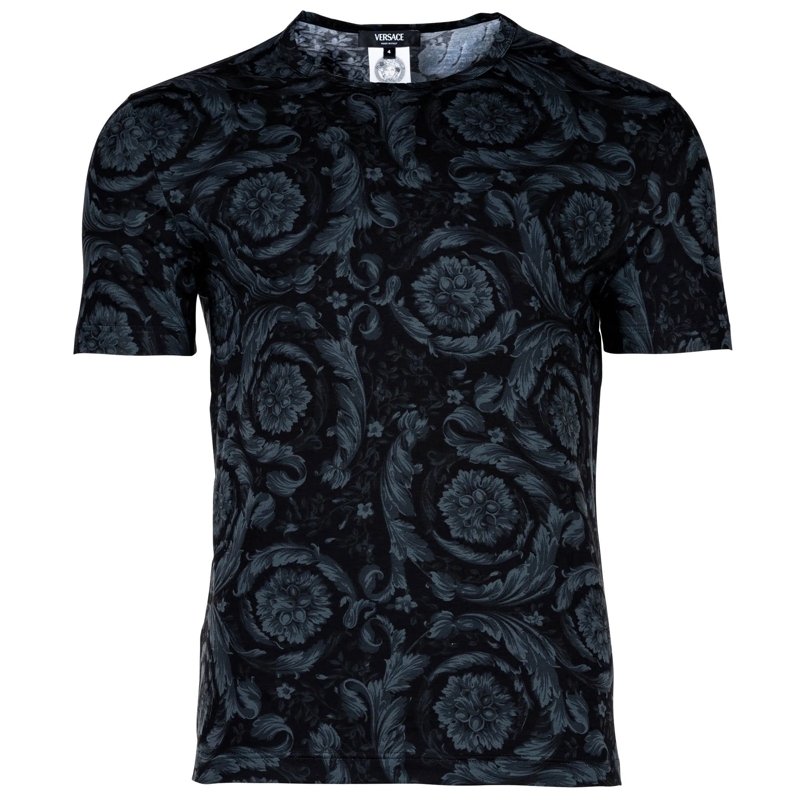 Versace Hemd UNDERWEAR T-SHIRT STRETCH ORGANIC JERSEY BAROCCO S schwarz