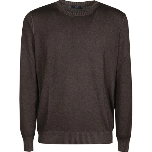 Fay  Round Neck Sweater Brown schwarz