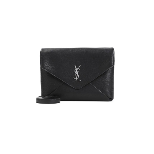 Saint Laurent Black Lamb Leather Large Pouch On Strap Black Pochette