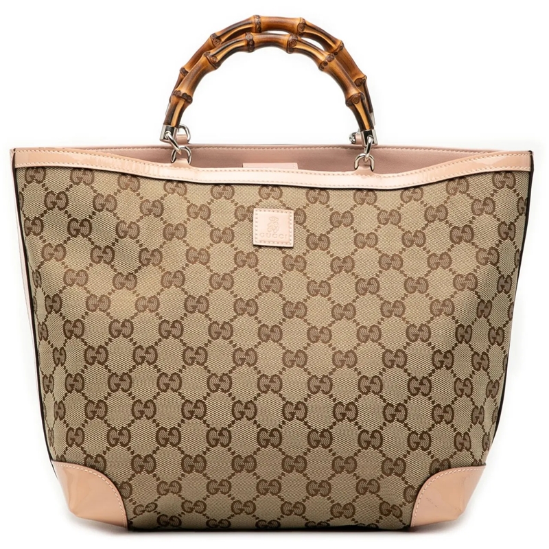 Gucci Shopper GG Canvas Bamboo Childrens Tote braun