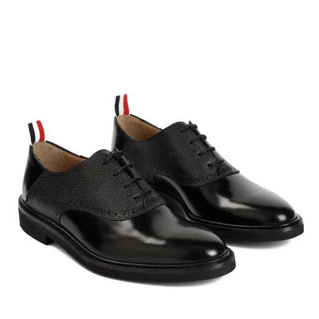 Thom Browne Loafers & Ballerinas - Black Leather Saddle Shoes - Gr. 11 - in Schwarz - für Damen