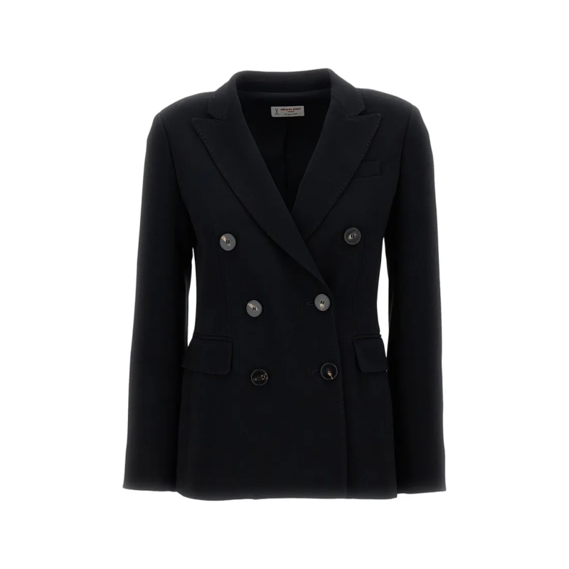 Alberto Biani Blazer Double-Breasted Tailored Cady Jacket Black