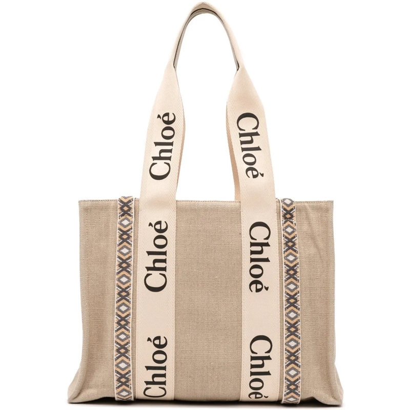 Chloé Shopper Medium Canvas Woody Tote braun