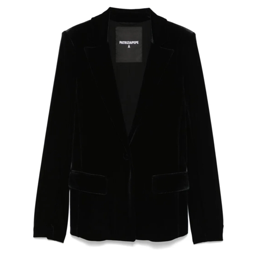 Patrizia Pepe Blazer Black Velvet Effect Blazer Jacket Black