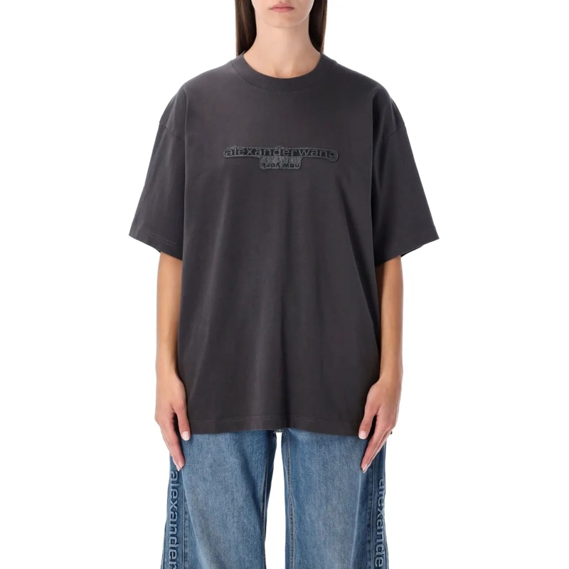 Alexander Wang T-shirt Oversized Grey Délavé Cotton T-Shirt Grey