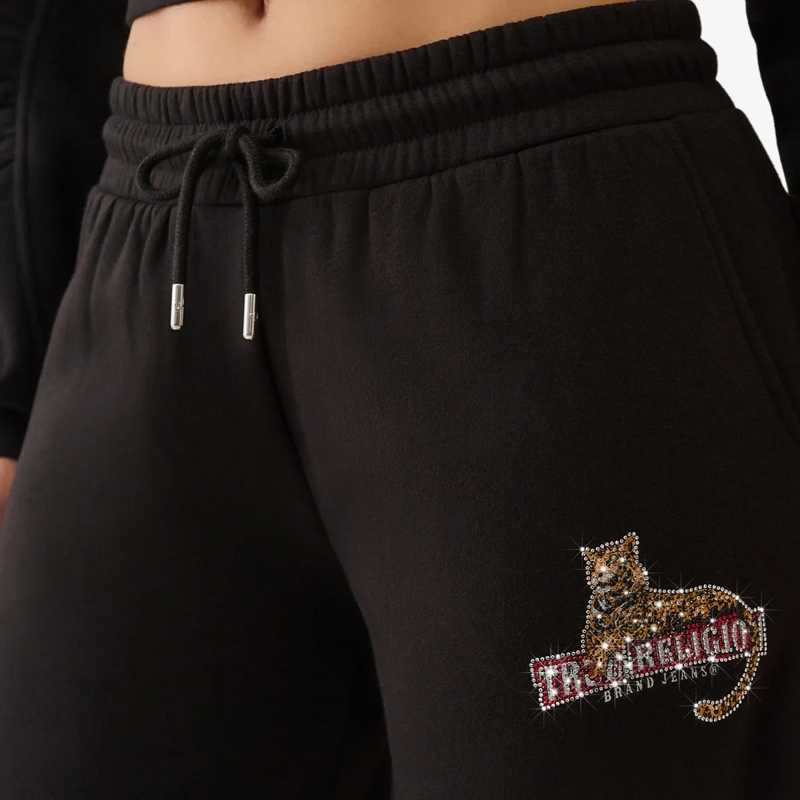 True Religion Jogginghose Sweatpant LEOPARD CRYSTAL BAGGY schwarz(Image 5)