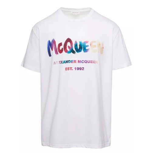 Alexander McQueen White Oversized T-Shirt With Multicolor Graffiti L White 