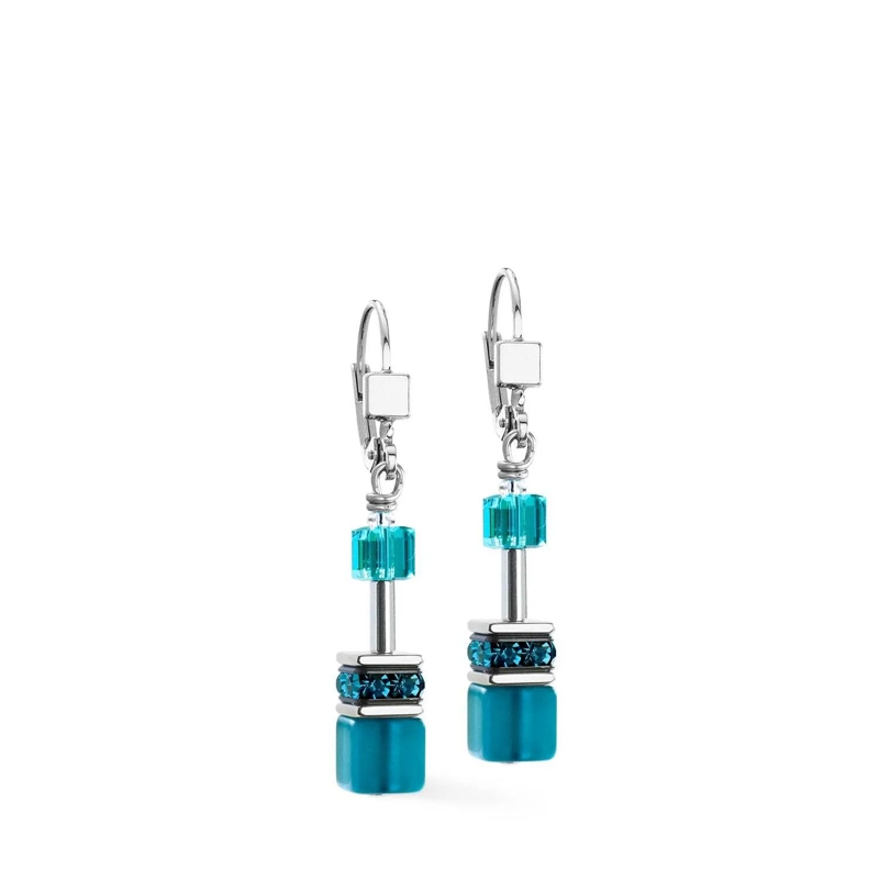 COEUR DE LION Ohrstecker GeoCUBE® Iconic Ohrringe Teal silber türkis