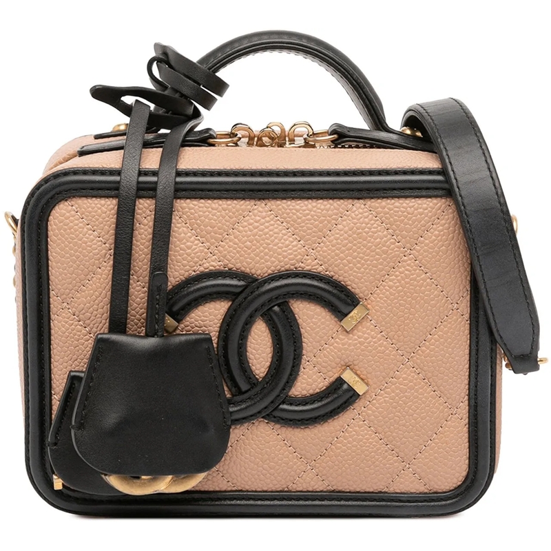 Chanel Sac à bandoulière Small Caviar CC Filigree Vanity Case braun