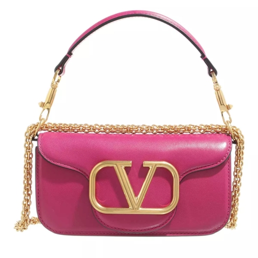 Valentino Garavani V Logo Small Shoulder Bag Leather Fuchsia Cross body-väskor