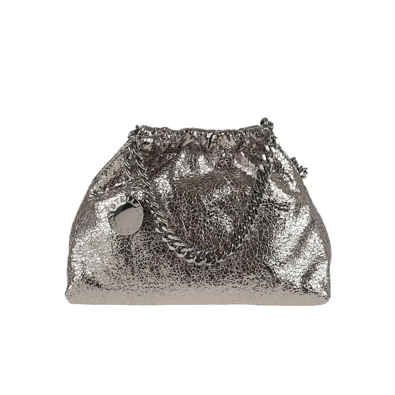 Stella McCartney Schoudertas Crinkled Metallic Silver Shoulder Bag Grey
