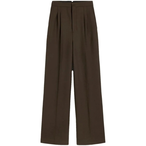 AMI Paris  Wide-Leg Wool Trousers Brown