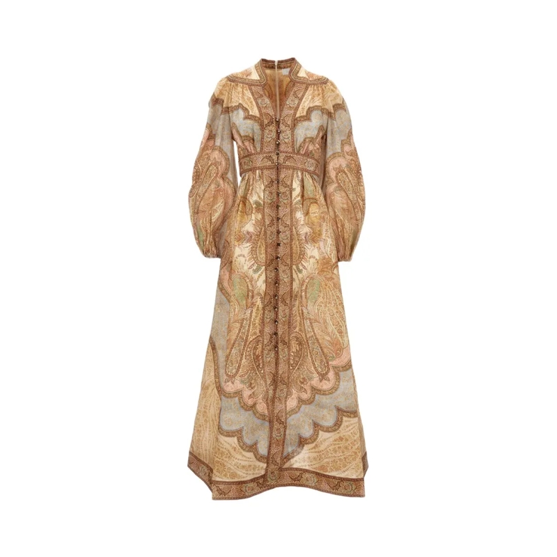 Zimmermann Midi-jurk Plunge Midi Dress Neutrals