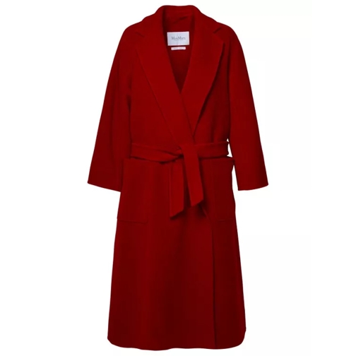 Max Mara Red Cashmere Coat Red 