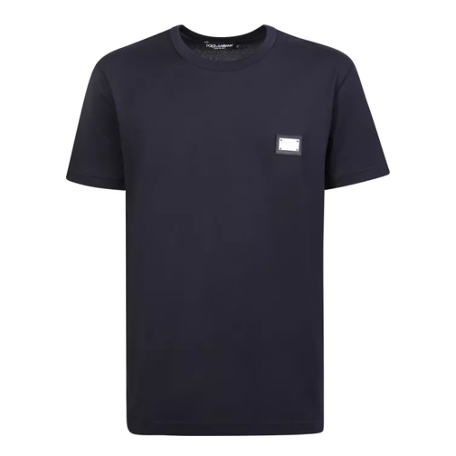 Dolce&Gabbana Silver Plaque Soft Cotton T-Shirt Blue T-tröjor