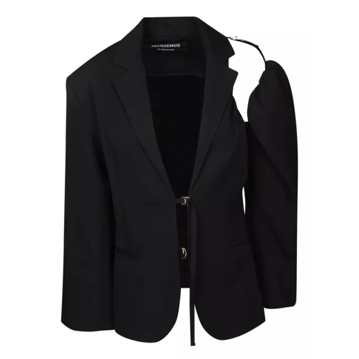 Jacquemus Asymmetric Sleeve Blazer Black Blazer