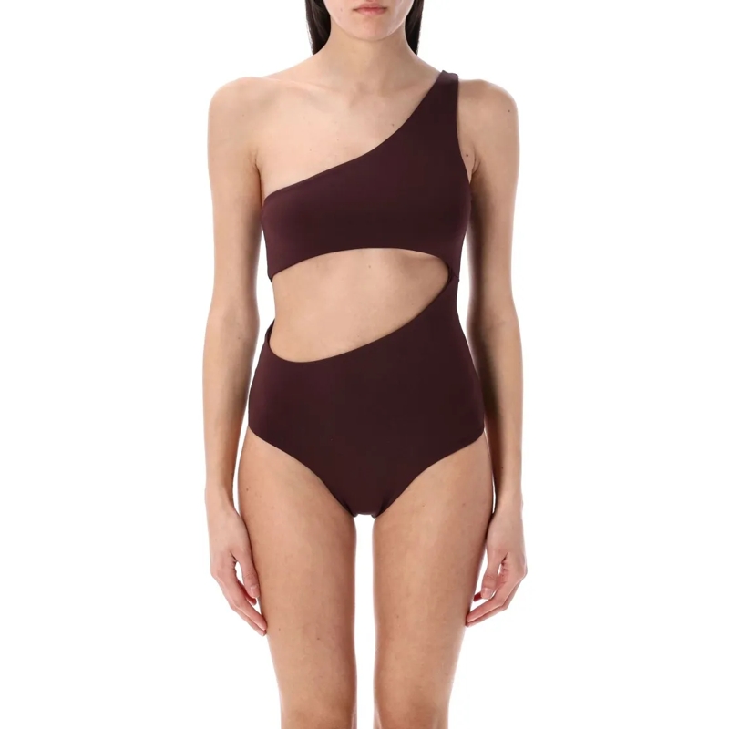 Magda Butrym  Asymmetrical One-Piece Swimsuit With Striking Cut- Brown