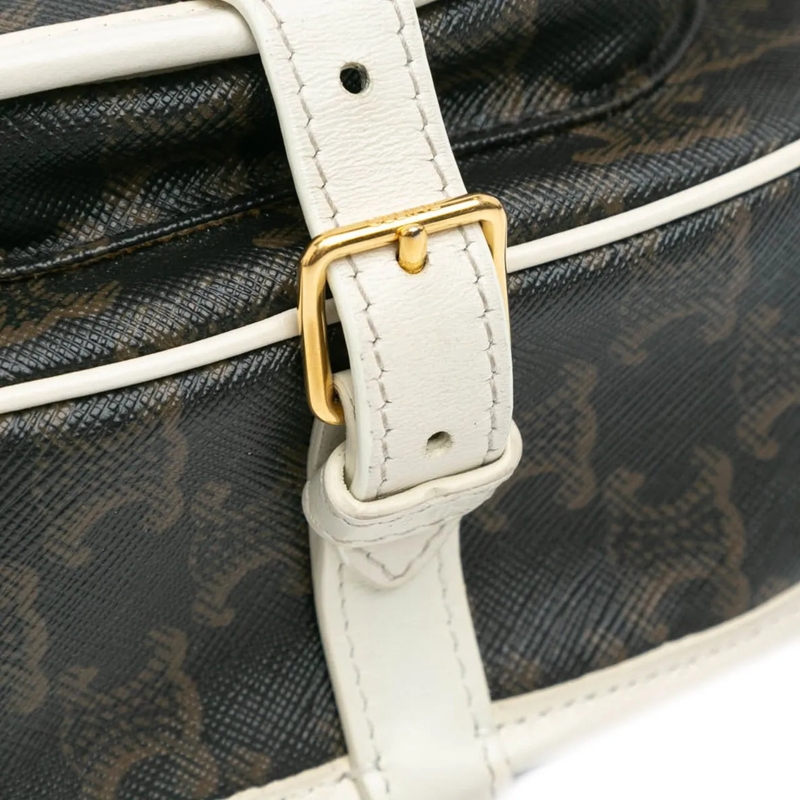 Celine Schultertasche Medium Triomphe Coated Canvas Folco Crossbody braun